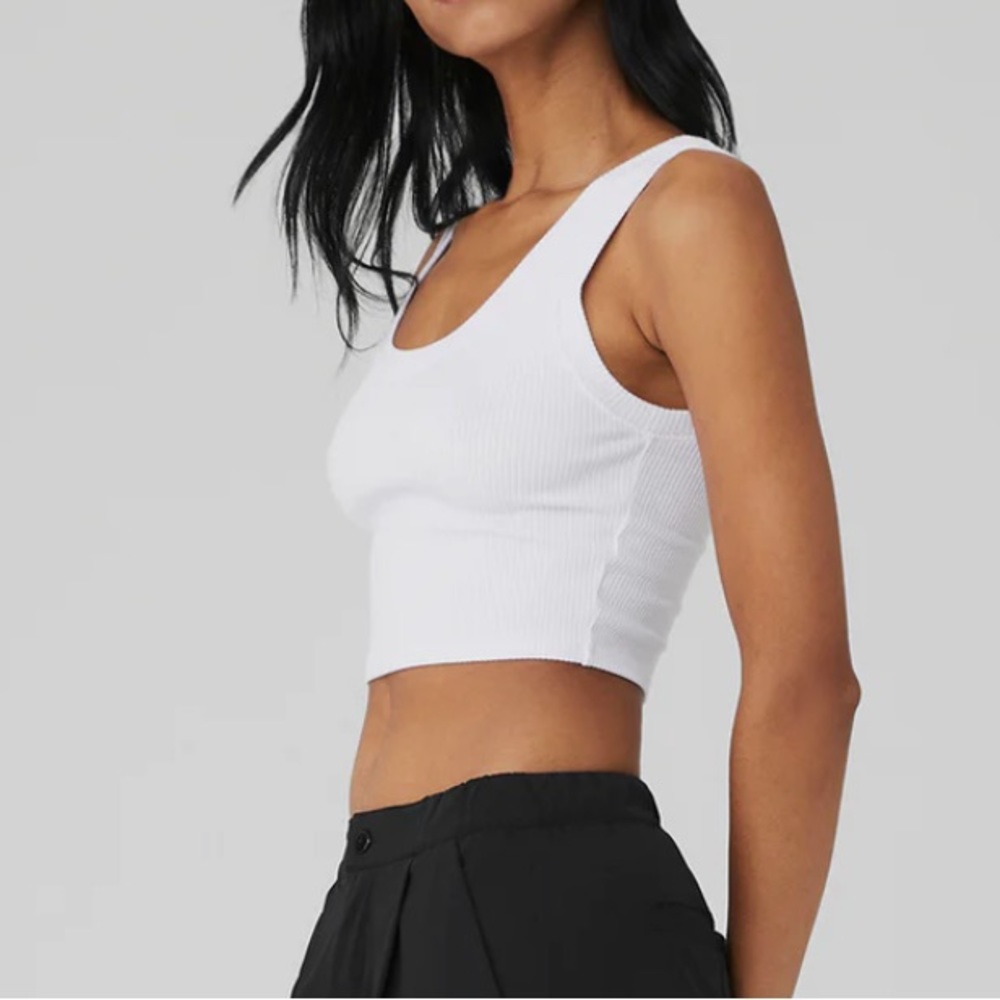 NWT Alo Yoga Wellness Tank Cropped Ribbed White S M